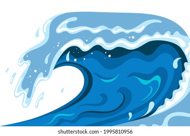 Tsunami Wave Background Flat Cartoon Style Stock Vector (Royalty Free ...