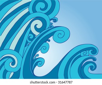 Azul de la ola del tsunami
