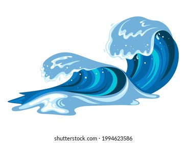 Tsunami Wave Flat Cartoon Style Big Stock Vector (Royalty Free ...