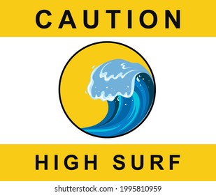 Ola de Tsumani al estilo de las caricaturas planas. El agua tropical azul se salpicará de espuma blanca. Ilustración del vector aislada en fondo blanco