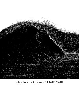 tsunami wave hand drawing vector illustration isolated on white background