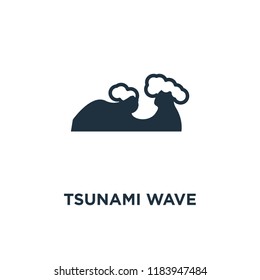 Tsunami Wave icon. Black filled vector illustration. Tsunami Wave symbol on white background. Can be used in web and mobile.