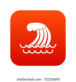 Tsunami wave icon digital red for any design isolated on white vector illustration