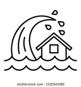 Tsunami wave icon. Outline tsunami wave vector icon for web design isolated on white background