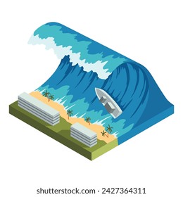 Tsunami wave. Natural disaster vector illustration