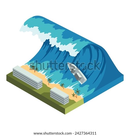 Tsunami wave. Natural disaster vector illustration