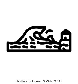 tsunami wave natural phenomena line icon vector. tsunami wave natural phenomena sign. isolated contour symbol black illustration