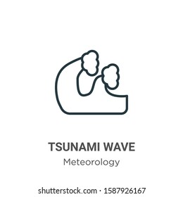 Tsunami wave outline vector icon. Thin line black tsunami wave icon, flat vector simple element illustration from editable meteorology concept isolated on white background