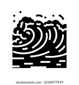 tsunami wave weather natural phenomena glyph icon vector. tsunami wave weather natural phenomena sign. isolated symbol illustration