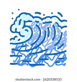 Tsunami Wave Weer Natuurlijke Fenomenen Doodle Icoon Sketch Vector. Tsunami Wave Weer Natuurlijke Fenomenen Teken. Geïsoleerde symbool Illustratie