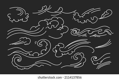 Tsunami ondas el doodle de fondo boceto dibujado a mano vector.