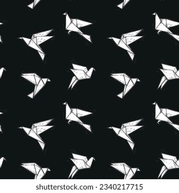 Ilustración de patrón de Tsuru Origami Seamless