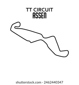 Circuito TT Assen. circuito para automovilismo y automovilismo. Ilustración vectorial.