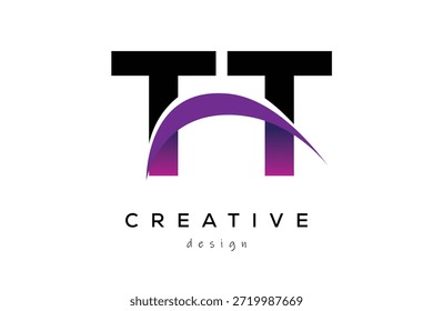 TT kreatives und modernes Logo-Design mit kreativem lila Welle abstraktes letzteres Logo-Konzept.