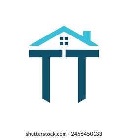 PLANTILLA de diseño de logotipo de TT House. Logotipo de la letra TT para el negocio inmobiliario, de la construcción o de cualquier negocio relacionado de la casa
