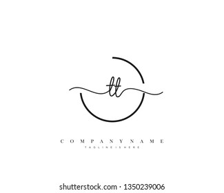 TT initial handwriting logo template vector