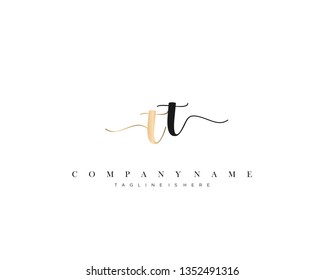 TT initial handwriting logo template with luxury color vector.