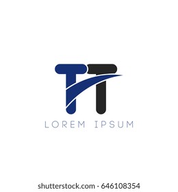 tt initial letter uppercase logo blue and black