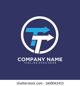 TT initial logo template simple and clean design with arrow concept
