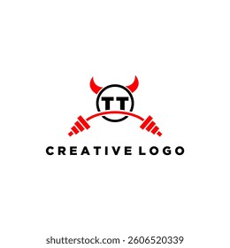 TT initial monogram for fitnes or gym logo with devil style design