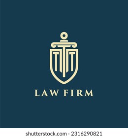 TT initial monogram for law firm with sword and shield logo image