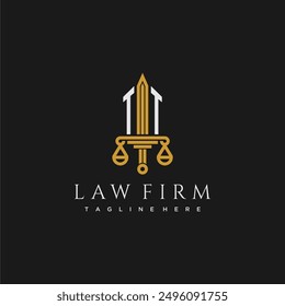 TT initial monogram for lawfirm logo with sword and scale