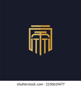 TT initial monogram logo elegant with shield style design for wall mural lawfirm gaming