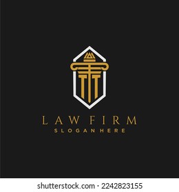 TT initial monogram logo for lawfirm with pillar in creative polygon design