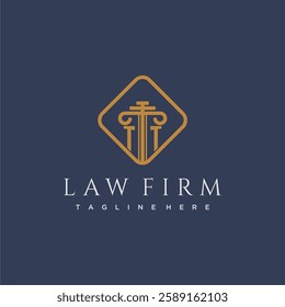 TT initial monogram logo for lawfirm with pillar in creative square design