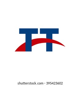 TT initial overlapping swoosh letter logo blue red