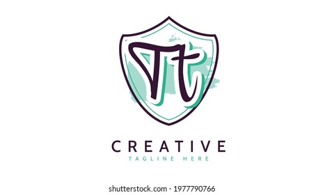 TT Initials, handwriting logo vector