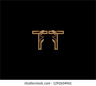 TT letter linear shape luxury flourishes ornament logotype