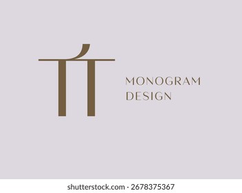 Diseño de icono de logotipo de letra TT. Monograma de las iniciales de lujo de estilo clásico.