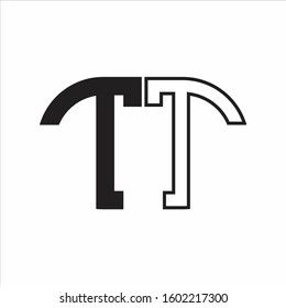 TT Letter logo monogram with oval shape negative space design template white background