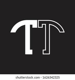 TT Letter logo monogram with oval shape negative space design template