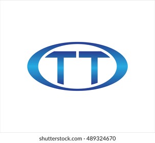 TT letter oval logo template. Abbreviations or initials business name