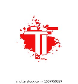 TT Letter Splatter logo.  Abstract Design concept blood splash  with hidden letter double T logo icon for initial, company identity and more brands.