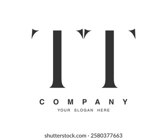 TT logo design. Initial letter t and t serif font style. Creative classic company name typography. Trendy logotype or identity. Vector illustration.