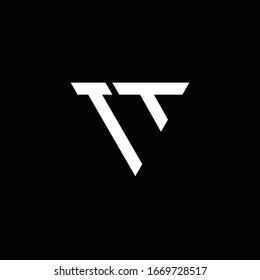 TT Logo letter monogram with triangle shape design template isolated on black background