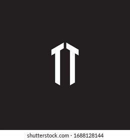 TT Logo monogram with hexagon shape style design template isolated on black background