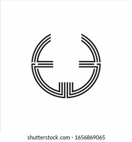 Plantilla de diseño de línea de tres cintas con logotipo TT aislado en fondo blanco