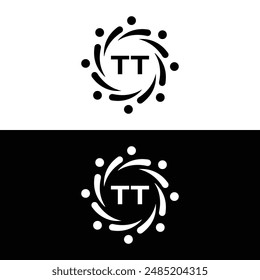 TT logo. T T design. White TT letter. TT, T T letter logo design. Initial letter TT linked circle uppercase monogram logo.
