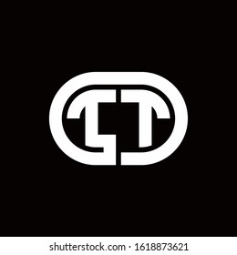 TT monogram logo with an oval style on a black background