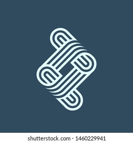 TT monogram logo.Typographic vector icon with double letter t intertwined.Lettering sign.Uppercase abstract alphabet initials isolated on dark background.Modern, corporate, web style.Geometric lines.