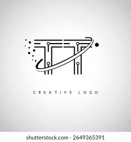 TT Orbit Monogram Logo – Futuristic Minimal Letter mark with Circular Line Art, Tech-Inspired Dots and Space Motion Concept for Modern Branding Identity