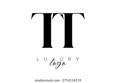 Logotipo de tipografia de monograma de letra serifa TT para identidade de marca premium elegante