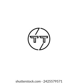 TT simple outline concept logo and circle of initial design black and white background