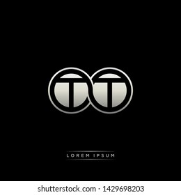 TT T initial letter linked circle capital monogram logo modern template silver color edition