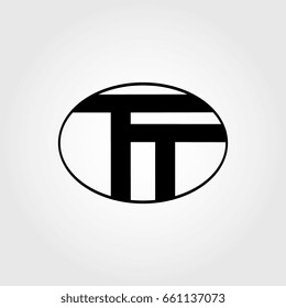 tt, t, initial letter logo oval combination black