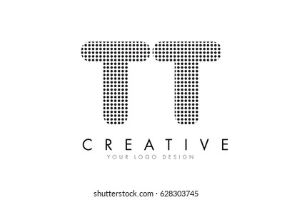TT T Letter Logo Design with Black Dots and Bubble Trails.